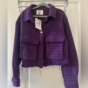 Zara Women's Rich Purple Tweed Blazer
